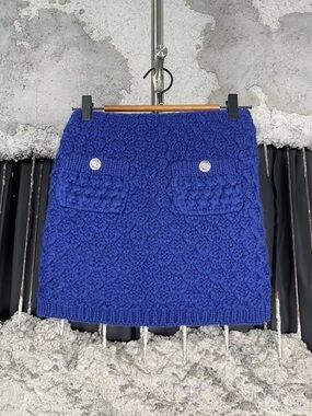 🚩steal CHANEL Royal Blue Textured Knit Mini Skirt